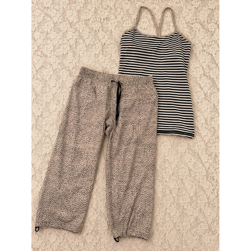Y2K Lululemon Striped Animal Print Set Tank Pants 2000s Gym Lounge Workout 4/6